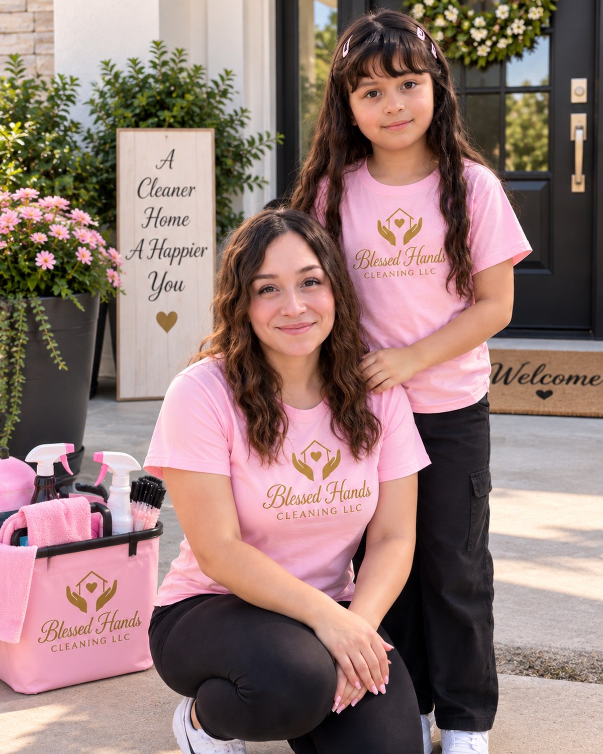 Blessed Hands Cleaning team member with her daughter