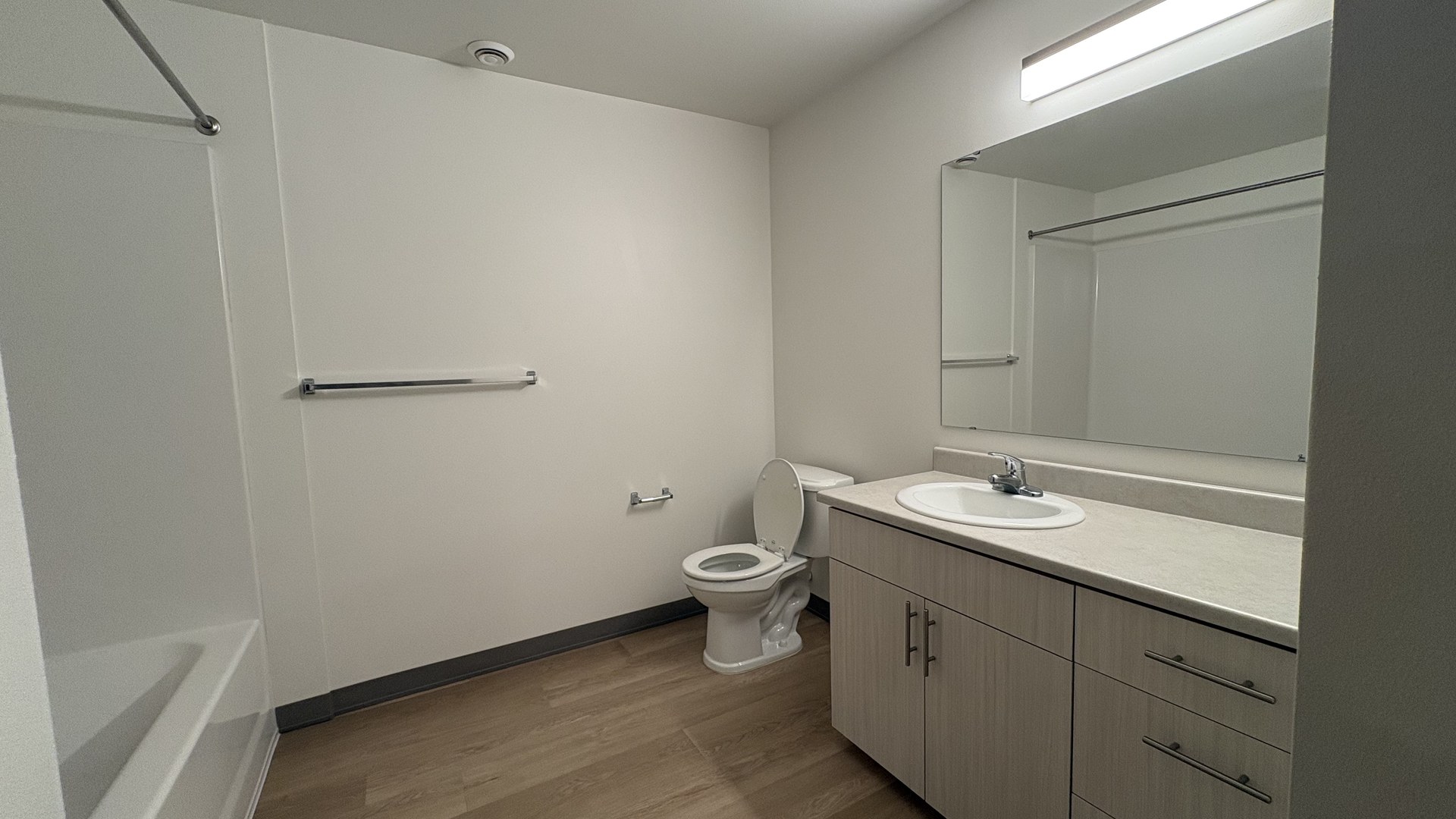 Bright uncluttered entry and living space with a clear path