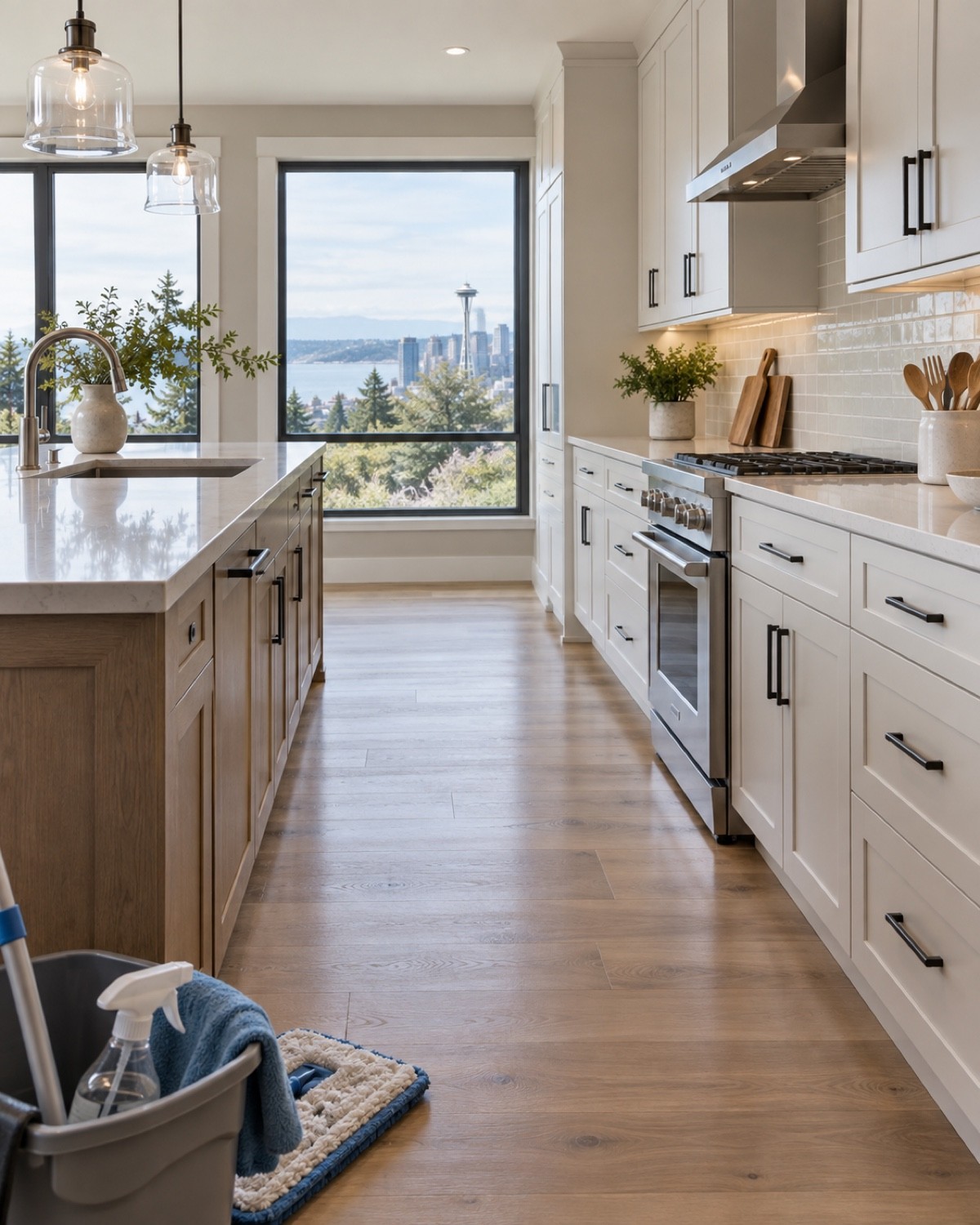 Detailed view of post-construction cleaning results in a Seattle-area property
